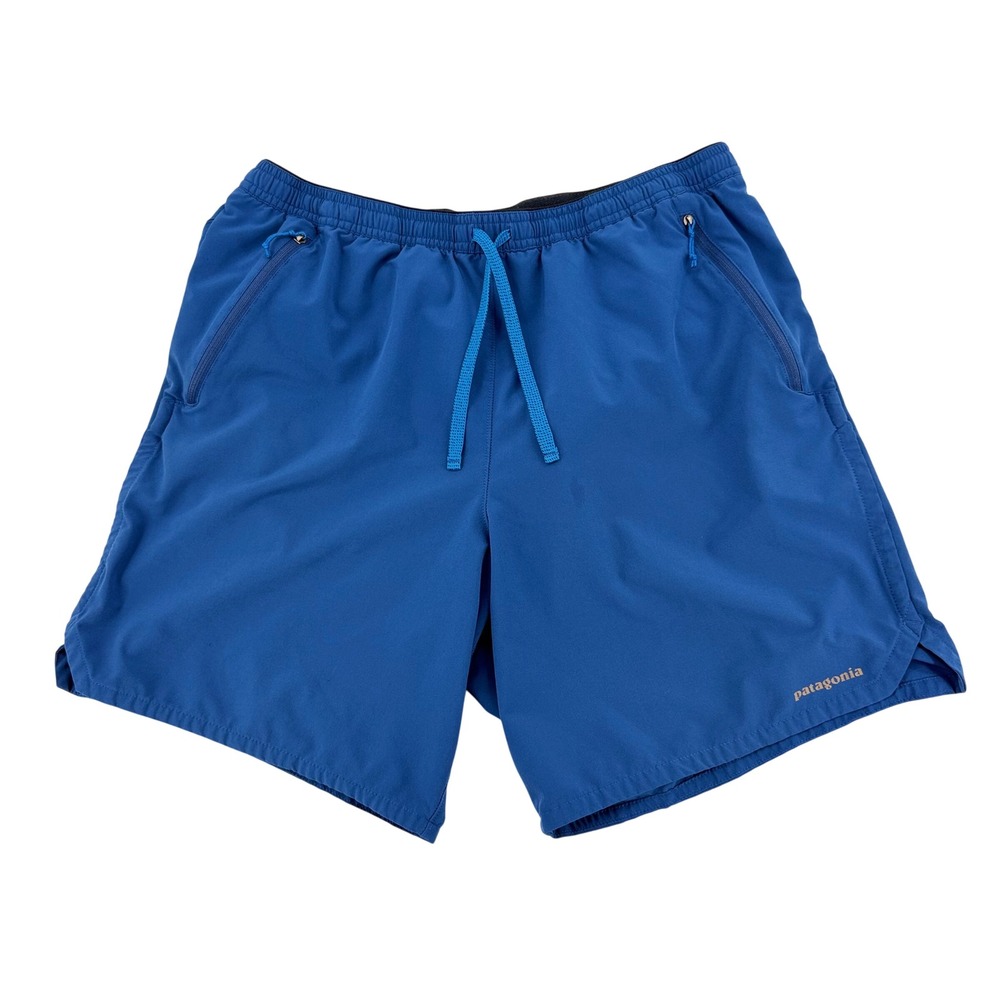 Patagonia Nine Trails Shorts Mens L Blue 7.5 Inseam 57601 Good